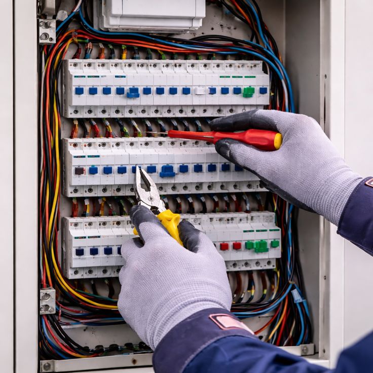 Elektrik tesisatında şalter ve koruma elemanları bulunan pano