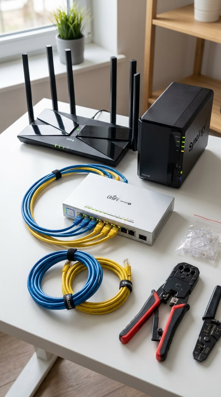İnternet bağlantısı için modem ve ağ kablosu
